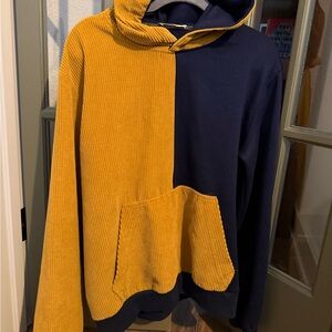 Men's Two-Tone Mustard and Navy Hoodie